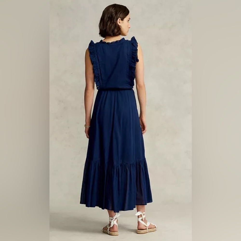 Ralph Lauren Blue Label Sleeveless Ruffled Maxi Dress 100% Cotton EUC - Picture 6 of 11